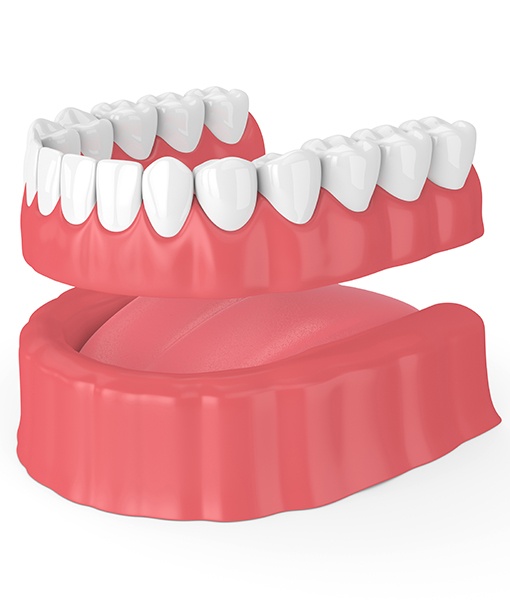 Animated denture placement after gum line