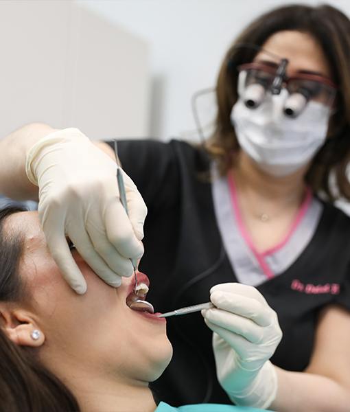 Patient receiving dental checkup
